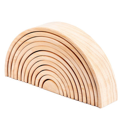 Il blocchetto di legno d'impilamento pastello incurvato dell'arcobaleno 12pcs ha messo 38.5cm
