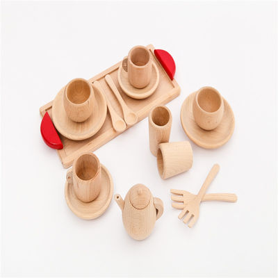 Stoviglie di legno dei bambini ISO9001 dei vasi e delle pentole del gioco di ora del the del vaso