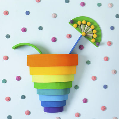 Arcobaleno di legno 7cm educativo dei giocattoli dei blocchetti di 35cm che impila i blocchi