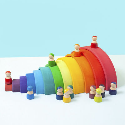 Arcobaleno di legno 7cm educativo dei giocattoli dei blocchetti di 35cm che impila i blocchi