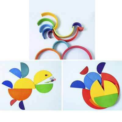 Arcobaleno di legno 7cm educativo dei giocattoli dei blocchetti di 35cm che impila i blocchi