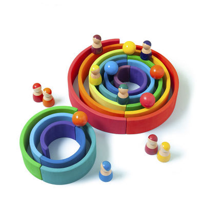 Arcobaleno di legno 7cm educativo dei giocattoli dei blocchetti di 35cm che impila i blocchi