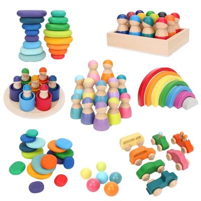 Impilatore di Montessori Wave Forest Stacker Tower Rainbow Toy