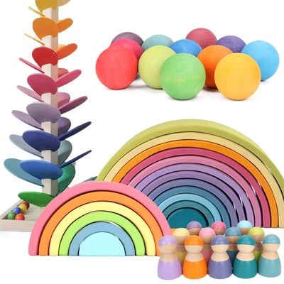 Impilatore di Montessori Wave Forest Stacker Tower Rainbow Toy