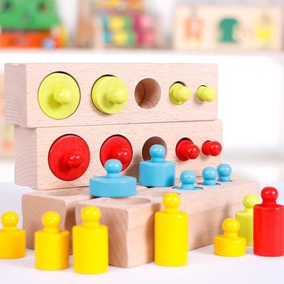 scuola materna Knobbed dei blocchi cilindri di Montessori dell'incavo sensoriale del cilindro di 3cm