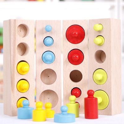 scuola materna Knobbed dei blocchi cilindri di Montessori dell'incavo sensoriale del cilindro di 3cm