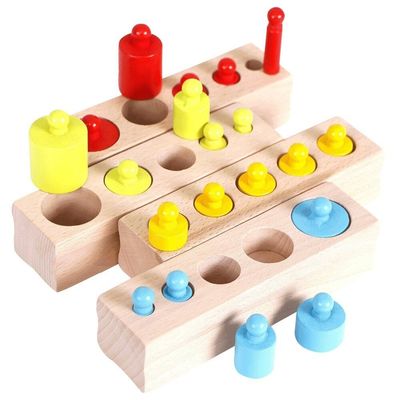 scuola materna Knobbed dei blocchi cilindri di Montessori dell'incavo sensoriale del cilindro di 3cm