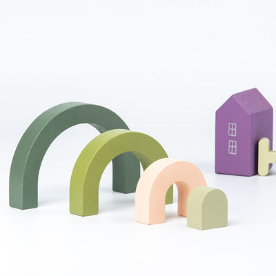 pastello d'impilamento di legno dell'arcobaleno dell'impilatore di legno dell'arcobaleno edificio di 3D Jenga
