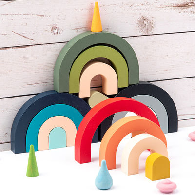 pastello d'impilamento di legno dell'arcobaleno dell'impilatore di legno dell'arcobaleno edificio di 3D Jenga