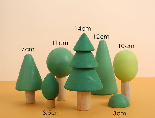 Blocchetti di legno non tossici dell'arcobaleno 7cm Forest Trees Wooden Tree Blocks