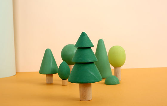 Blocchetti di legno non tossici dell'arcobaleno 7cm Forest Trees Wooden Tree Blocks