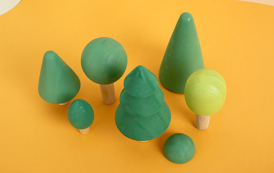 Blocchetti di legno non tossici dell'arcobaleno 7cm Forest Trees Wooden Tree Blocks