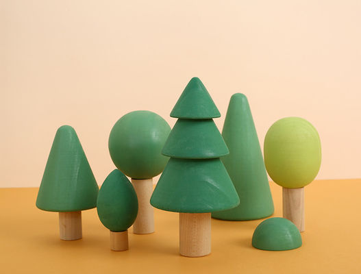 Blocchetti di legno non tossici dell'arcobaleno 7cm Forest Trees Wooden Tree Blocks