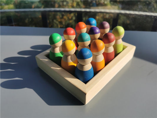 Gioco di legno del memory stick dell'impilatore di legno dell'arcobaleno di Pegdoll di specie