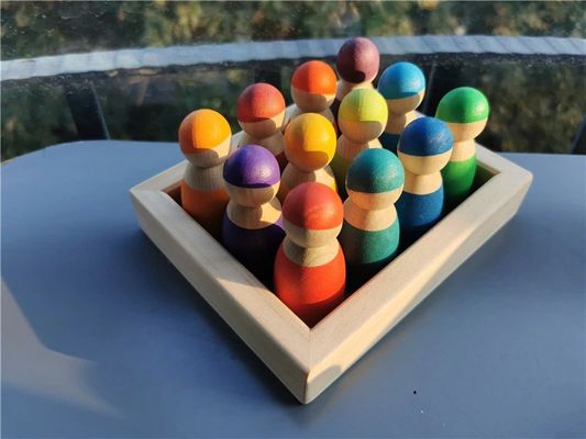 Gioco di legno del memory stick dell'impilatore di legno dell'arcobaleno di Pegdoll di specie