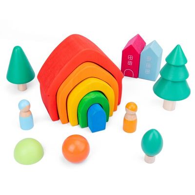 La roccia di legno di Coral Earth Wooden Blocks Toys ha messo il giocattolo di legno naturale d'equilibratura dei blocchi