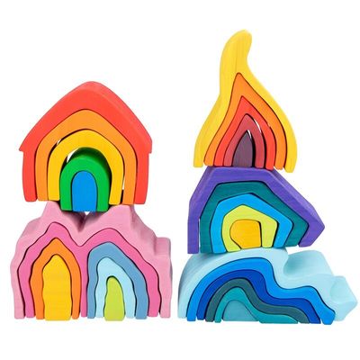 La roccia di legno di Coral Earth Wooden Blocks Toys ha messo il giocattolo di legno naturale d'equilibratura dei blocchi