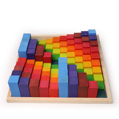 Particelle elementari di legno 4.5cm conoscitive dell'arcobaleno dei giocattoli dei blocchetti del castello