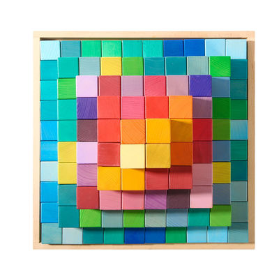 Particelle elementari di legno 4.5cm conoscitive dell'arcobaleno dei giocattoli dei blocchetti del castello