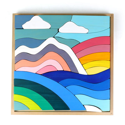 Impilatore dell'arcobaleno della nuvola del cielo del bambino 3cm grande grandi blocchi di legno per i bambini