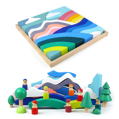 Impilatore dell'arcobaleno della nuvola del cielo del bambino 3cm grande grandi blocchi di legno per i bambini