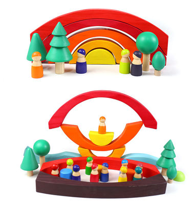 Impilatore dell'arcobaleno della nuvola del cielo del bambino 3cm grande grandi blocchi di legno per i bambini