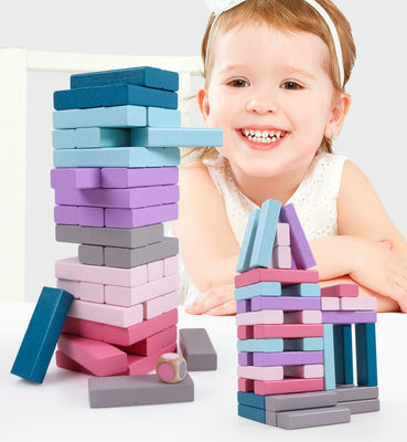Equilibri 48pcs ha colorato i blocchetti di legno di domino ha impilato i giocattoli educativi dell'arcobaleno