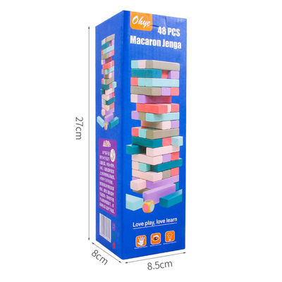 Equilibri 48pcs ha colorato i blocchetti di legno di domino ha impilato i giocattoli educativi dell'arcobaleno