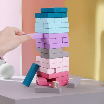 Equilibri 48pcs ha colorato i blocchetti di legno di domino ha impilato i giocattoli educativi dell'arcobaleno