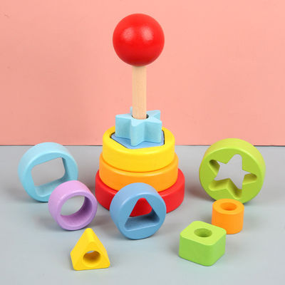 legno di faggio di legno dei giocattoli del bambino di 5.51in Montessori Teether