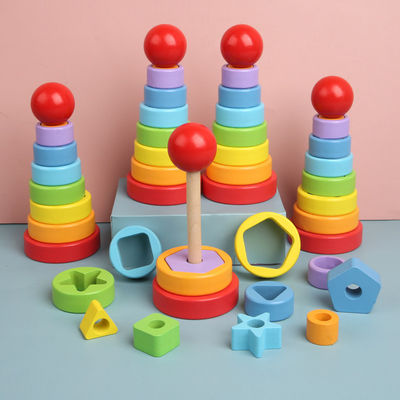 legno di faggio di legno dei giocattoli del bambino di 5.51in Montessori Teether