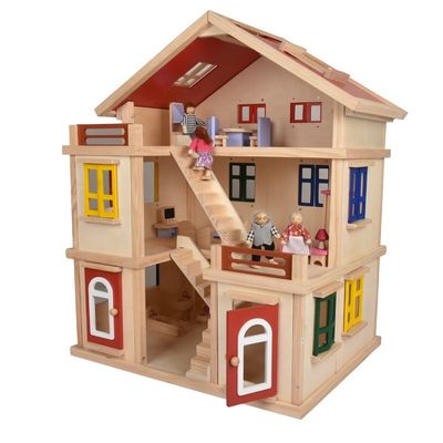 Casa delle bambole di Mini Dollhouse Furniture Wooden Miniature del garage dei bambini DIY 55.5cm