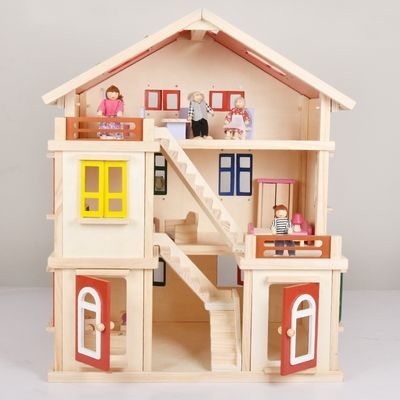Casa delle bambole di Mini Dollhouse Furniture Wooden Miniature del garage dei bambini DIY 55.5cm