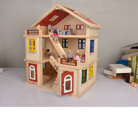 Casa delle bambole di Mini Dollhouse Furniture Wooden Miniature del garage dei bambini DIY 55.5cm