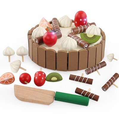 Frutta di legno del dolce 11cm che taglia i giocattoli di spezzettamento stabiliti del gioco di ruolo dei bambini