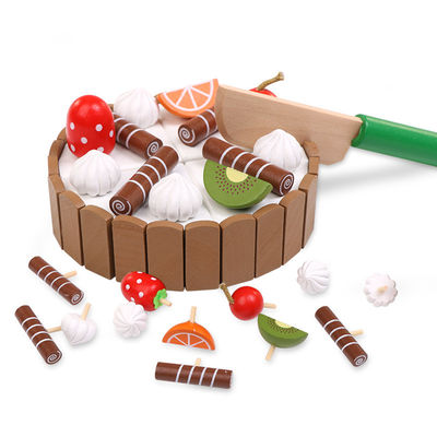 Frutta di legno del dolce 11cm che taglia i giocattoli di spezzettamento stabiliti del gioco di ruolo dei bambini