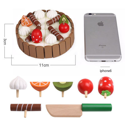Frutta di legno del dolce 11cm che taglia i giocattoli di spezzettamento stabiliti del gioco di ruolo dei bambini