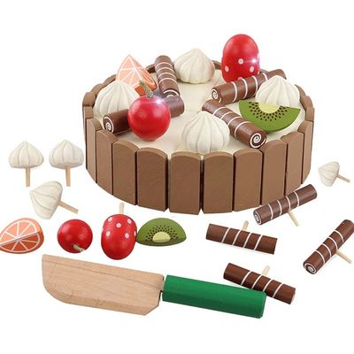 Frutta di legno del dolce 11cm che taglia i giocattoli di spezzettamento stabiliti del gioco di ruolo dei bambini