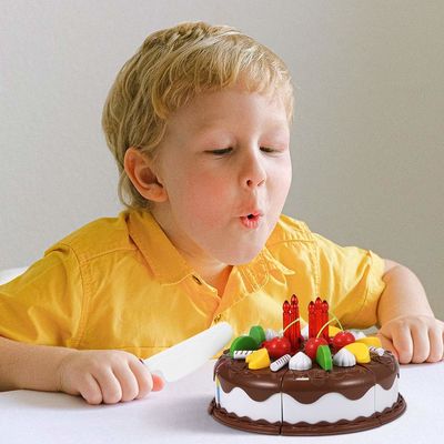 Frutta di legno di DIY 5.9inch che taglia torta di compleanno stabilita Toy Plastic