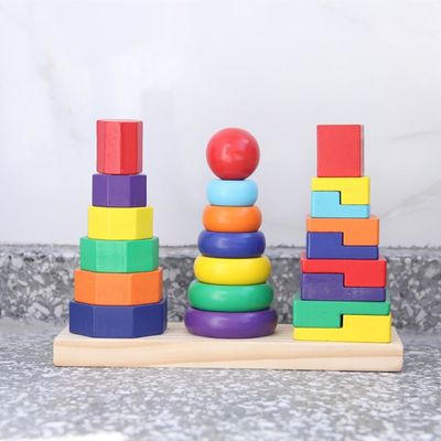 Particelle elementari di legno geometriche Toy Sorting Board dell'impilatore 21cm