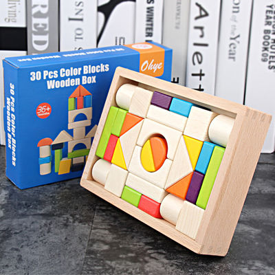 Particelle elementari di legno Toy Stacking del grande castello di 15cm 30 pezzi