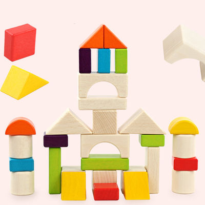 Particelle elementari di legno Toy Stacking del grande castello di 15cm 30 pezzi