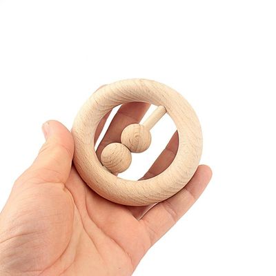 Legno di faggio sicuro di legno a 6 pollici di Teethers Tambor del Handbell Teether