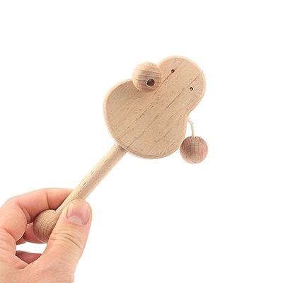 Legno di faggio sicuro di legno a 6 pollici di Teethers Tambor del Handbell Teether