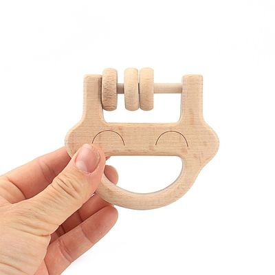 Legno di faggio sicuro di legno a 6 pollici di Teethers Tambor del Handbell Teether