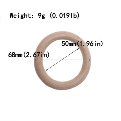 Braccialetto DIY 55mm Toy Beech Wood Teething Rings mettente i denti di legno