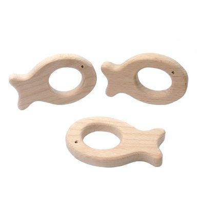Faggio Toy Natural Wood Teethers Necklace mettente i denti di legno 55mm fatto a mano