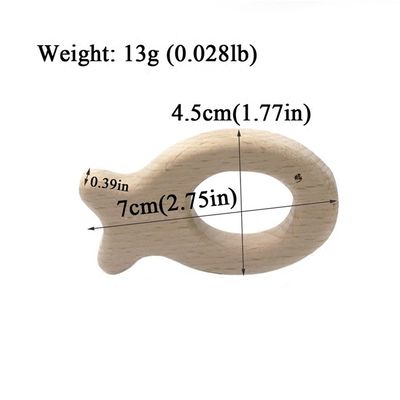 Faggio Toy Natural Wood Teethers Necklace mettente i denti di legno 55mm fatto a mano