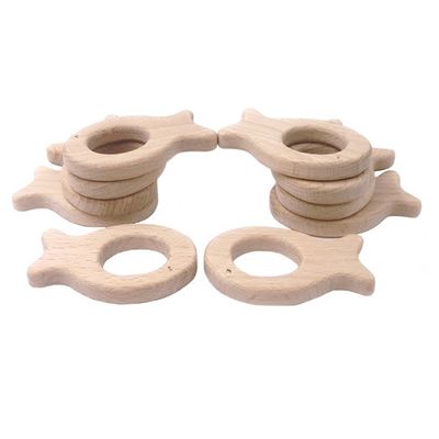 Faggio Toy Natural Wood Teethers Necklace mettente i denti di legno 55mm fatto a mano