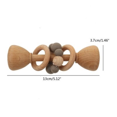 Legno di faggio del coniglio 5.12in Teether Bunny Teether di legno naturale
